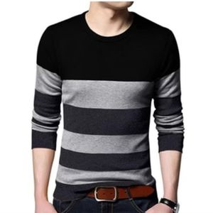 Divided by H&M  Men's long sleeve Striped knit sweater black/grey- L